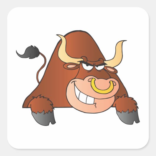 Fierce Bull Vierkante Sticker (Voorkant)