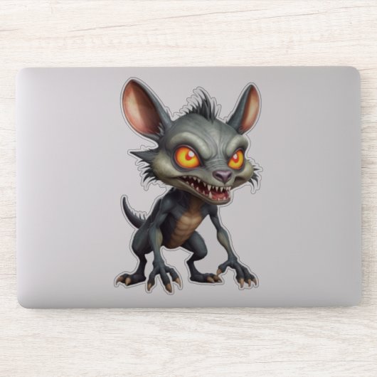 Fierce Chupacabra Art Spiky Fur Fantasy Creature Sticker (Computer)