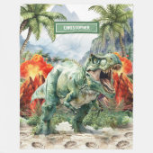 Fierce Dinosaur Blanket Aangepaste Naam Gepersonal Fleece Deken (Voorkant)
