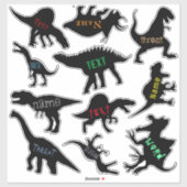 Fierce Dinosaurus Silhouet Set met Tekst Stickers (Vel)