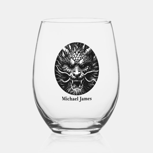 Fierce Dragon Personalized Wijnglas Zonder Voet (Voorkant)