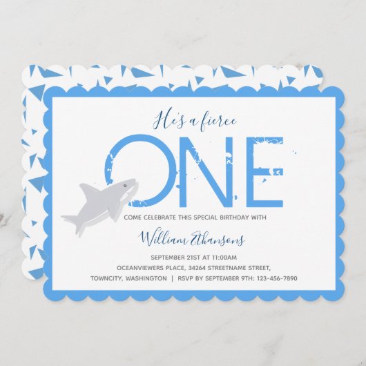 Fierce Een Haai Dier Eerste Verjaardag Kaart (Voorkant / Achterkant)