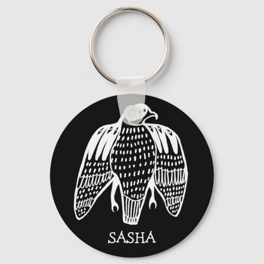 Fierce Falcon CUSTOM NAME Peregrine Bird Sleutelhanger (Voorkant)