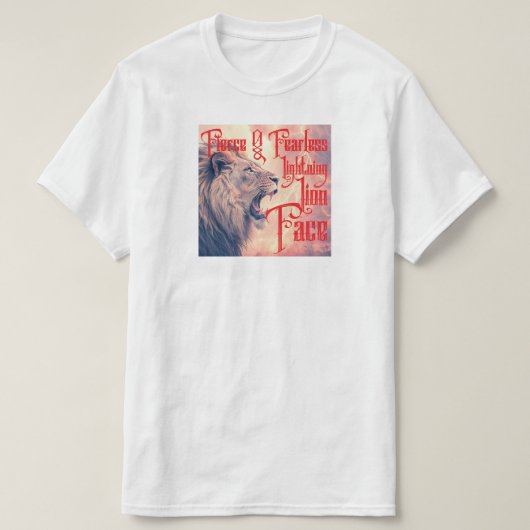 Fierce & Fearless Lightning Lion Face T-shirt (Design voorkant)