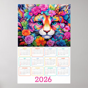Fierce & Flourished: 2026 Tijger Muurkalender Poster