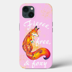 "Fierce, Free & Foxy" Red Fox iPhone 13 Hoesje