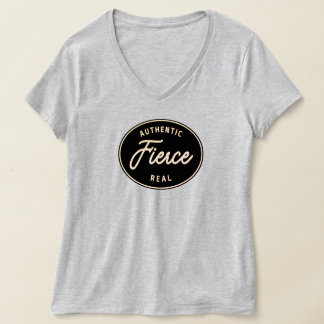 Fierce Gift, Vrouwen V-hals T-shirt, grijs T-shirt