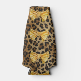 Fierce Girly Leopard Print & Glinsterende Gouden B Flesjeskoeler