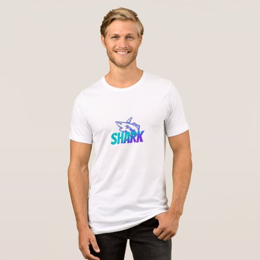 Fierce Gradient Shark Logo | Bold Ocean Vibes Tri-Blend Shirt (Voorkant volledig)