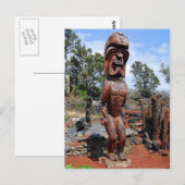 Fierce Hawaiian Ki'i Sculpture Briefkaart (Voorkant / Achterkant)
