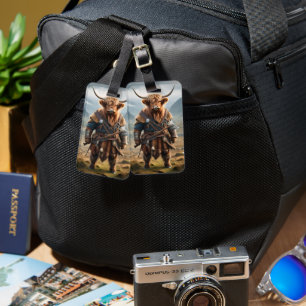 Fierce Highland Warrior: de moedige Koe Viking Bagagelabel