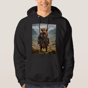 Fierce Highland Warrior: de moedige Koe Viking Hoodie