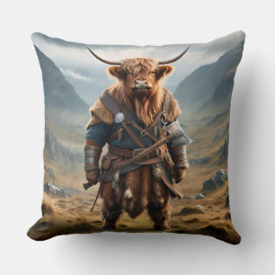 Fierce Highland Warrior: de moedige Koe Viking Kussen