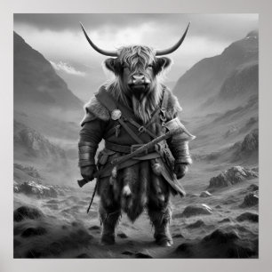 Fierce Highland Warrior: de moedige Koe Viking Poster