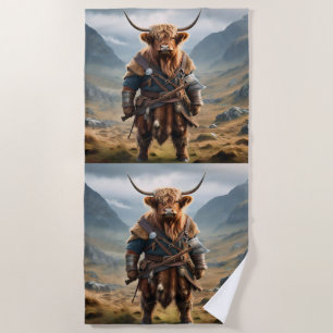Fierce Highland Warrior: de moedige Koe Viking Strandlaken