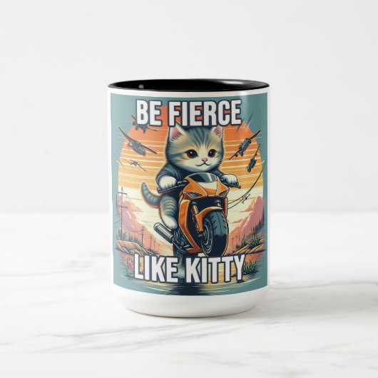 Fierce Kitty Mug Chat conduite moto (Centre)