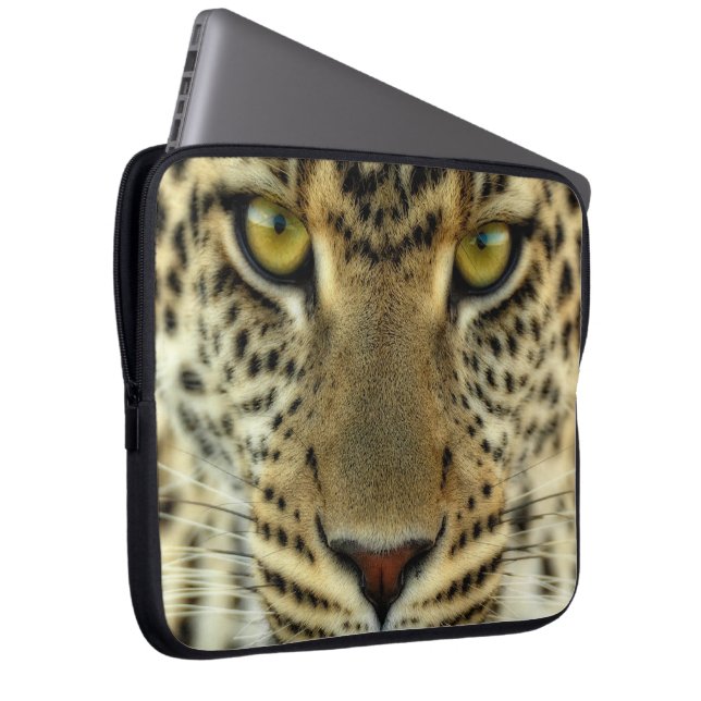 Fierce Leopard Laptop Sleeve (Voorkant Rechts)