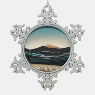Fierce Minimalist Monta strand Ocean Wave Logo - Tin Sneeuwvlok Ornament