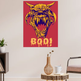 Fierce Monster BOO Halloween Scary Design Poster