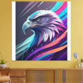 Fierce Neon Eagle - gestileerde kop met geometrisc Canvas Afdruk (Insitu (Woonkamer))