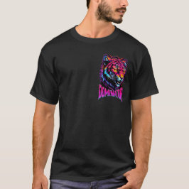 Fierce Neon Jaguar Hoofd Illustratie met Dominato T-shirt