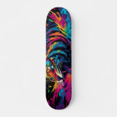 Fierce Neon Kleurrijk Tijgerontwerp Skateboard (Voorkant)