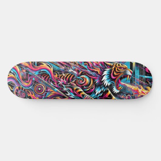 Fierce Neon Tiger Cosmic Skateboard Schaats Deck (Horizontaal)