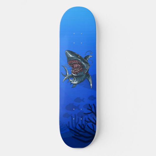 Fierce Ocean Shark Scary Fun Skateboard (Voorkant)