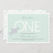 Fierce One Green White Shark Animal Eerste Verjaar Kaart (Voorkant / Achterkant)