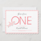 Fierce One Pink Shark Animal First Birthday Kaart (Voorkant)