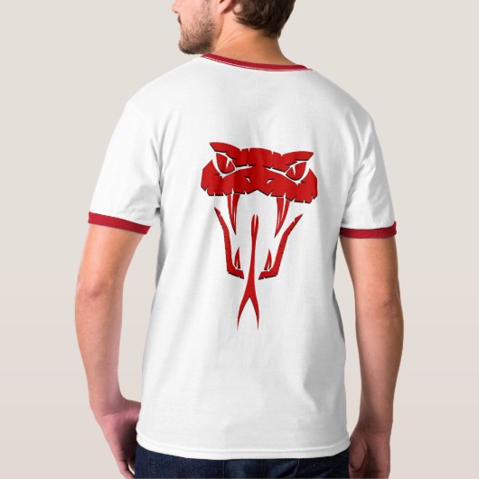 Fierce Red Snake Face Ringer T-shirt (Achterkant)