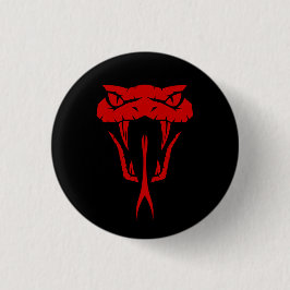 Fierce Red Snake Face - Zwart Ronde Button 3,2 Cm