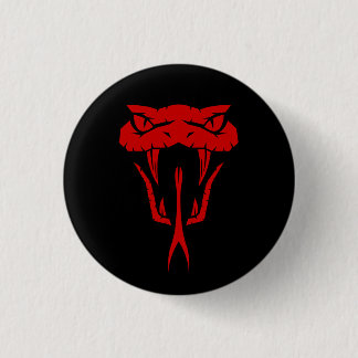 Fierce Red Snake Face - Zwart Ronde Button 3,2 Cm