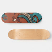 Fierce Red Tentacled Cartoon Octopus Skateboard (Horizontaal)