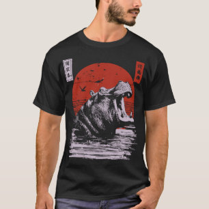 Fierce Roaring Hippo River Beast  ontwerp T-shirt