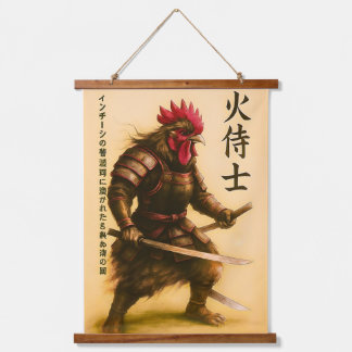 Fierce Rooster Samurai Warrior - Japanse inkt Hangend Wandkleed