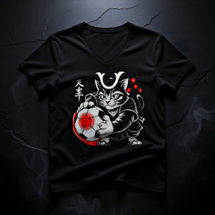 Fierce Samurai Kat Voetbal T-shirt voor Vrouwen