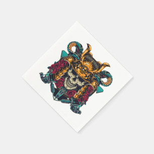 Fierce Samurai Skull Tattoo Art Servet