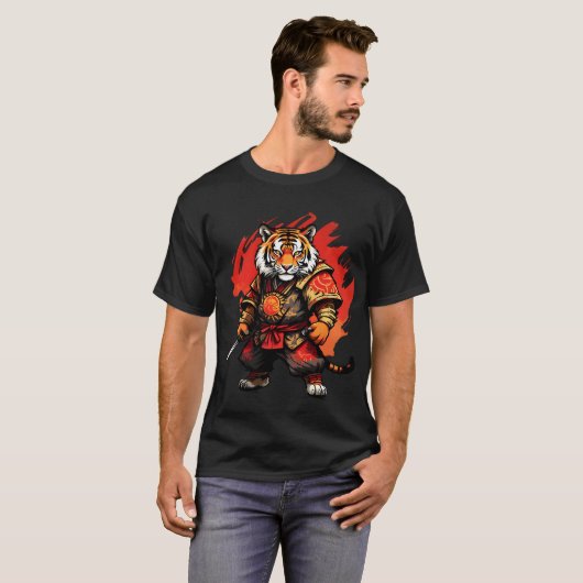 Fierce Samurai Tiger T-shirt (Voorkant volledig)