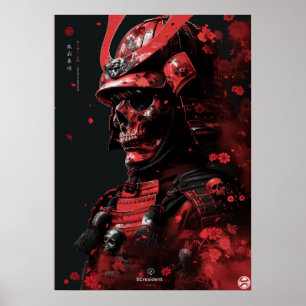 Fierce Samurai Warrior - Poster de la peau rouge f