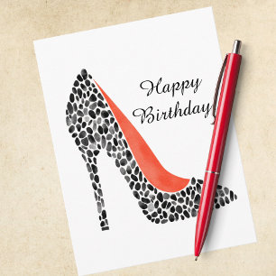 Fierce Stiletto High Heel Chic Watercolor Verjaard Feestdagenkaart
