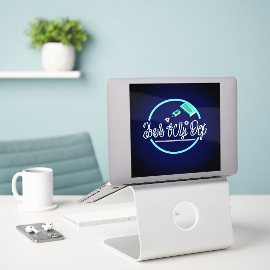 Fierce Technology Man's beste vriend Art Large 8 " Sticker (Laptop op bureau)