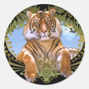 Fierce Tiger Crest bedreigd Ronde Sticker
