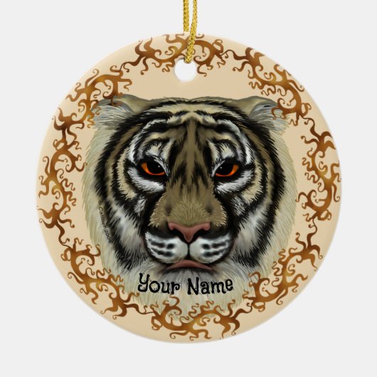 Fierce Tiger Keramisch Ornament (Voorkant)