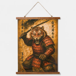 Fierce Tiger Samurai Warrior - Japanse inktstijl Hangend Wandkleed