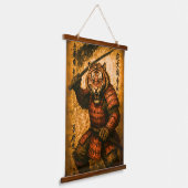 Fierce Tiger Samurai Warrior - Japanse inktstijl Hangend Wandkleed (Gebogen)