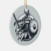 Fierce Valkyrie Warrior – Noordse mythologie Line  Keramisch Ornament (Rechts)
