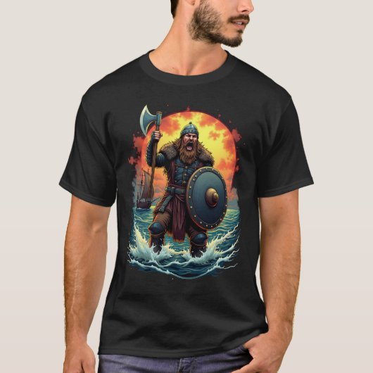 Fierce Viking Warrior Graphic T-shirt (Voorkant)