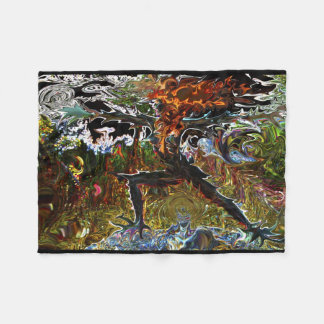 Fierce Warrior 2 Yoga Fleece Blanket by Deprise Deken