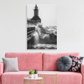 Fierce Waves in St Joseph Grayscale Canvas Afdruk (Insitu (Woonkamer))